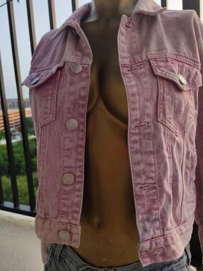 True Religion Pink Washed Denim Jacket